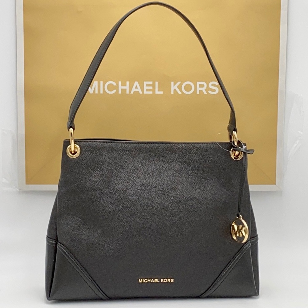 MICHAEL KORS BLACK NICOLE MD PEBBLE SHOULDER BAG - Picture 3 of 16